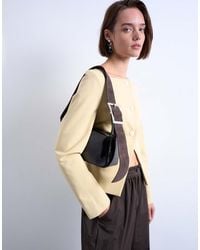 TOPSHOP - Scarlett Real Leather Suede Shoulder Bag With Contrast Strap - Lyst