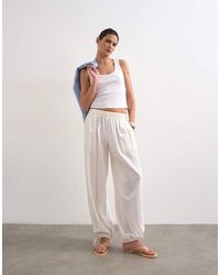 TOPSHOP - Linen Elasticated Waist Balloon Trouser - Lyst