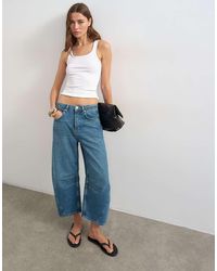 TOPSHOP - Mid Rise Crop Barrel Jean - Lyst
