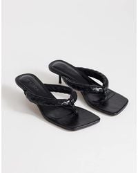 TOPSHOP - Emily Pin Mid Heel Woven Toe Thong Sandal - Lyst