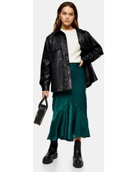 TOPSHOP Jupe en satin vert émeraude Petite