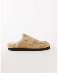 TOPSHOP - Addie Real Suede Mule Loafer With Shearling - Lyst