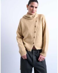 TOPSHOP - Knitted Asymmetric Cardigan With Scarf - Lyst