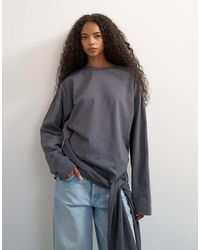 TOPSHOP - Long Sleeve Tie Waist Detail Top - Lyst