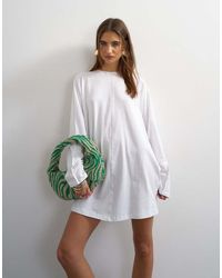 TOPSHOP - Cotton Rich Jersey Rolled Sleeve T-shirt Mini Dress - Lyst