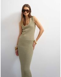 TOPSHOP - Knitted Tubular Trim Scoop Neck Maxi Dress - Lyst