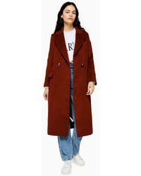topshop maxi tailored coat in red