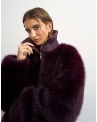 TOPSHOP - Oversized Faux Fur Funnel Neck Jacket - Lyst