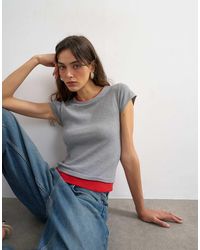 TOPSHOP - Knit Double Layer T-shirt - Lyst