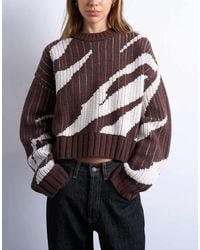 TOPSHOP - Knitted Abstract Print Jumper - Lyst