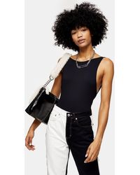 TOPSHOP Black Scoop Back Bodysuit
