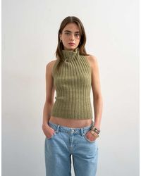 TOPSHOP - Knit Drape Neck Low Back Top - Lyst