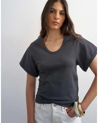 TOPSHOP - Scoop Neck Sculpted T-shirt - Lyst