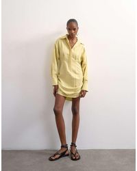 TOPSHOP - Gathered Skirt Mini Shirt Dress - Lyst