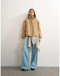TOPSHOP - Funnel Neck Cropped Trench Coat - Lyst