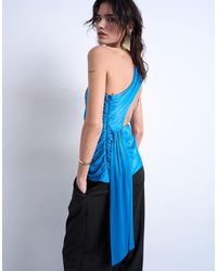 TOPSHOP - One Shoulder Top With Drape Back - Lyst