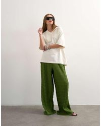 TOPSHOP - Plisse Straight Leg Trouser - Lyst