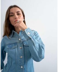 TOPSHOP - Denim Long Sleeve Seamed Shirt - Lyst
