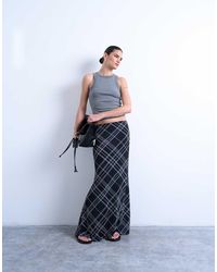 TOPSHOP - Check Print Maxi Skirt - Lyst