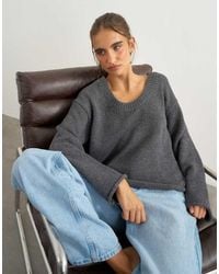 TOPSHOP - Knitted Scoop Neck Jumper - Lyst