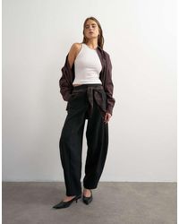 TOPSHOP - Co Ord Contrast Check Wrap Barrel Trouser - Lyst