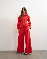 TOPSHOP - Tailored Pleat Detail Low Rise Wide Leg Trousers - Lyst
