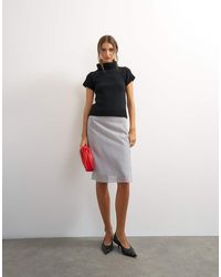 TOPSHOP - Knitted Ribbed Funnel Neck Chunky Short Sleeve Top - Lyst