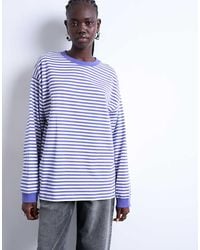 TOPSHOP - Stripe Long Sleeve Slouchy Skater Tee - Lyst
