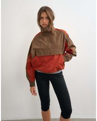 TOPSHOP - Oversized Colour Block Pocket Detail Zip Up Jacket - Lyst