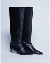 TOPSHOP - Sophie Premium Leather Point Toe Knee High Boot - Lyst