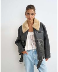 TOPSHOP - Oversized Belted Faux Leather Jacket - Lyst