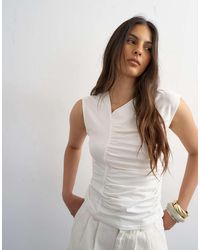 TOPSHOP - Ruched Seam Tank - Lyst