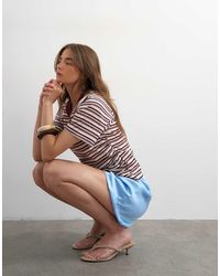 TOPSHOP - Micro V-Neck Ruched Side Tee - Lyst