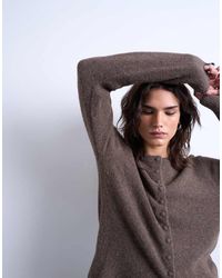 TOPSHOP - Knitted Covered Button Cardigan - Lyst