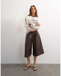 TOPSHOP - Faux Leather Culotte - Lyst