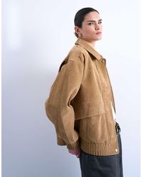 TOPSHOP - Faux Suede Oversized Bomber Jacket - Lyst