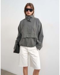 TOPSHOP - Techy Funnel Neck Jersey Track Top - Lyst