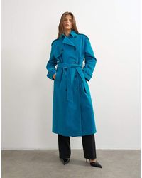 TOPSHOP - Longline Oversized Faux Suede Trench Coat - Lyst