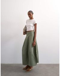 TOPSHOP - Denim Seamed Barrel Maxi Skirt - Lyst
