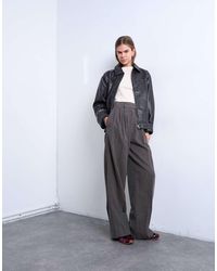 TOPSHOP - High Waisted Two Pleat Herringbone Pleated Front Trouser - Lyst