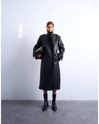TOPSHOP - Longline Oversized Aviator Teddy Coat - Lyst