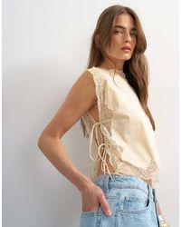 TOPSHOP - Tie Side Lace Detail Top - Lyst