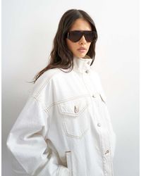 TOPSHOP - Denim Funnel Neck Elastic Hem Detail Jacket - Lyst