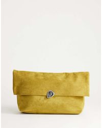 TOPSHOP - Gaia Oversized Suedette Folded Clutch Bag With Hardware - Lyst