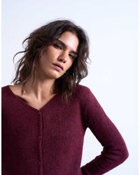 TOPSHOP - Knitted V-neck Ribbed Cardigan - Lyst