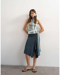 TOPSHOP - Cupro Asymmetric Skirt - Lyst
