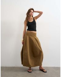TOPSHOP - Denim Barrel Seamed Maxi Skirt - Lyst
