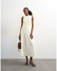 TOPSHOP - Poplin Ruched Full Skirt Maxi Dress - Lyst