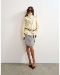 TOPSHOP - Funnel Neck Shirt - Lyst