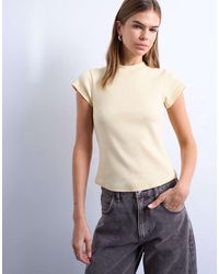 TOPSHOP - Rib Fitted Curve Hem Tee - Lyst